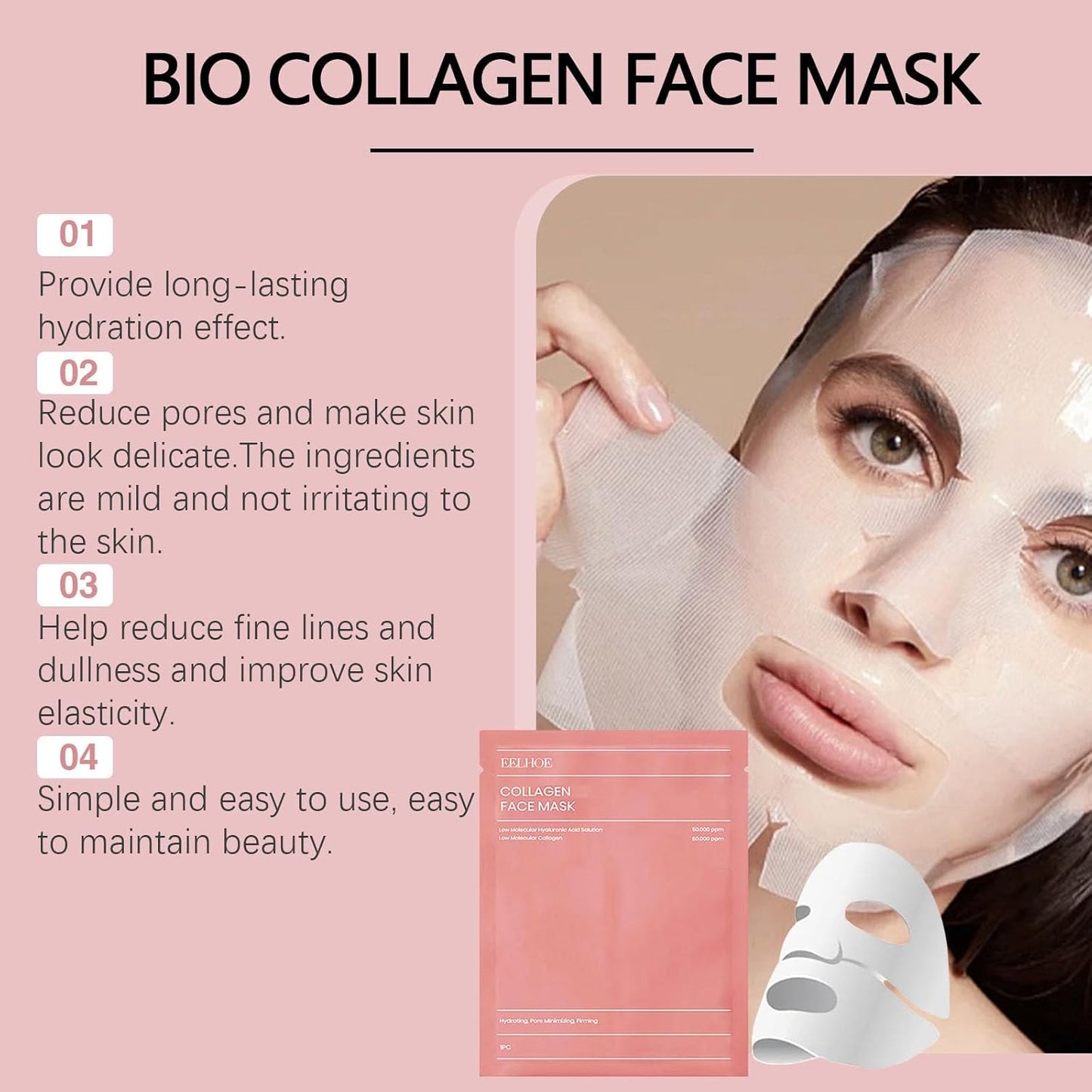 01 Pc Bio-Collagen Real Deep Mask, Hydrating Over Night, Facial Sheet Mask, Pore Minimising, Firming, Collagen Mask, Hydrating Overnight Skin Care Mask - 36gram
