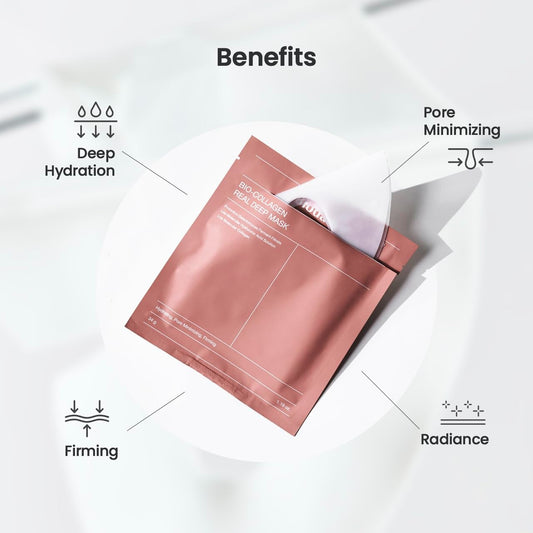 01 Pc Bio-Collagen Real Deep Mask, Hydrating Over Night, Facial Sheet Mask, Pore Minimising, Firming, Collagen Mask, Hydrating Overnight Skin Care Mask - 36gram